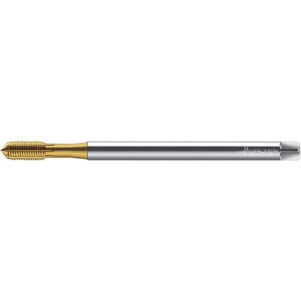 Walter-Prototyp - M3x0.50 ~DIN 371 XL 6HX 2.790 Thread Limit Semi-Bottoming Thread Forming Tap - Powdered Metal High Speed Steel, TiN Finish, 126.41mm OAL, 6mm Thread Length, Right Hand Thread, Series TC420 - Exact Industrial Supply