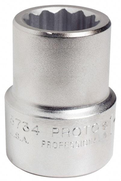 Proto - 1-1/16", 1" Drive, Standard Hand Socket - 12 Points, 2-7/16" OAL - Industrial Tool & Supply