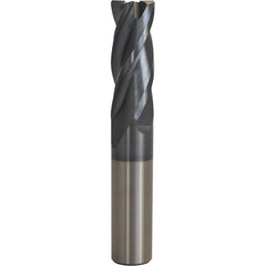 Corner Radius End Mill: 1/4″ Dia, 5/16″ LOC, 0.03″ Radius, 4 Flutes, Solid Carbide 2″ OAL, 1/4″ Shank Dia, Variable ° Helix, AlCrTiN Coated, Corner Radius End, Centercutting