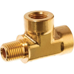 USA Sealing - 1/2" Brass Pipe Run Tee - Exact Industrial Supply
