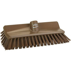 Vikan - 1-1/2" Bristle Length, Polyester Cleaning & Finishing Brush - 9-5/8" Long x 5" Wide Head, 9.6" OAL, Brown, Polypropylene Block - Industrial Tool & Supply