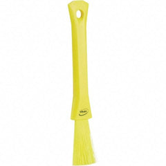 Vikan - 2-1/4" Bristle Length, Polyester Detail Brush - 1-1/4" Long x 0.4" Wide Head, 8.07" OAL, Ergonomic Handle, Yellow, Polypropylene Block - Industrial Tool & Supply