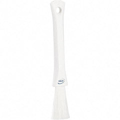 Vikan - 2-1/4" Bristle Length, Polyester Detail Brush - 1-1/4" Long x 0.4" Wide Head, 8.07" OAL, Ergonomic Handle, White, Polypropylene Block - Industrial Tool & Supply