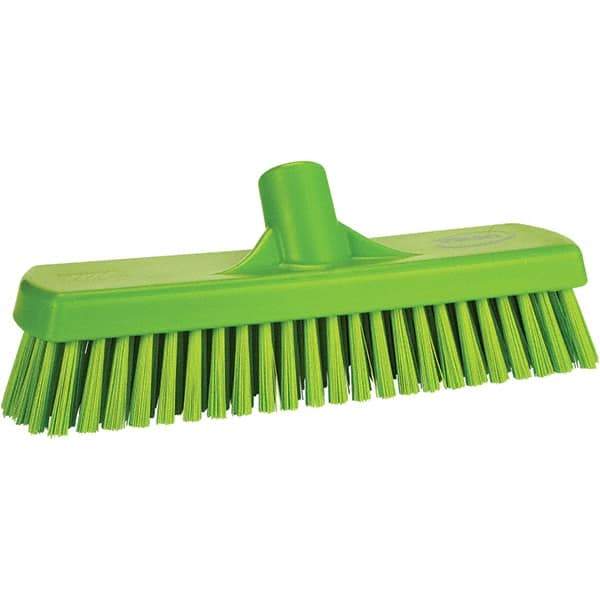 Vikan - 1.7" Bristle Length, Polyester Scrub Brush - 11-1/4" Long x 3" Wide Head, 11-1/4" OAL, Green, Polypropylene Block - Industrial Tool & Supply