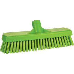 Vikan - 1.7" Bristle Length, Polyester Scrub Brush - 11-1/4" Long x 3" Wide Head, 11-1/4" OAL, Green, Polypropylene Block - Industrial Tool & Supply