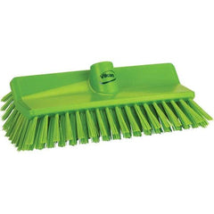 Vikan - 1-1/2" Bristle Length, Polyester Cleaning & Finishing Brush - 9-5/8" Long x 5" Wide Head, 9.6" OAL, Green, Polypropylene Block - Industrial Tool & Supply