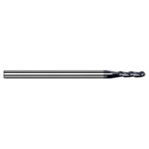 1.5 mm Dia. × 4 mm Shank × 2.2 mm DOC × 50 mm OAL, Carbide AlTiN, 3 Flute, Ballnose End Mill - Exact Industrial Supply