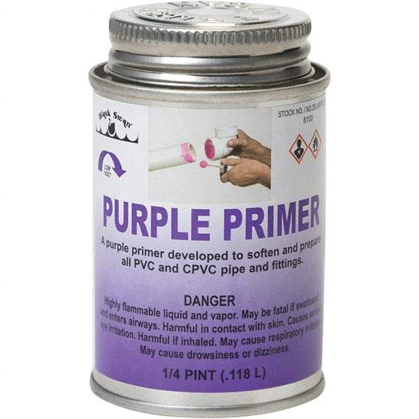 Black Swan - 1/4 Pt All Purpose Primer/Cleaner - Purple, Use with PVC & CPVC - Industrial Tool & Supply