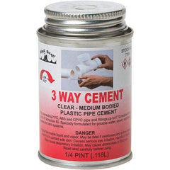 Black Swan - 1/4 Pt Medium Bodied Cement - Clear, Use with ABS, PVC & CPVC up to 6" Diam - Industrial Tool & Supply