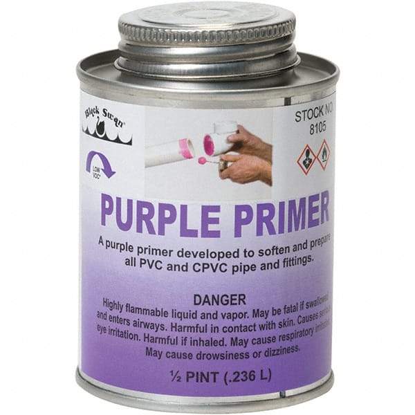 Black Swan - 1/2 Pt All Purpose Primer/Cleaner - Purple, Use with PVC & CPVC - Industrial Tool & Supply