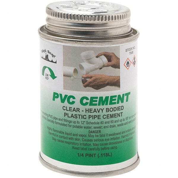 Black Swan - 1/4 Pt Heavy Duty Cement - Clear, Use with PVC - Industrial Tool & Supply