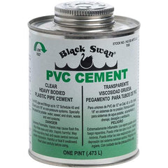 Black Swan - 1 Pt Heavy Duty Cement - Clear, Use with PVC - Industrial Tool & Supply