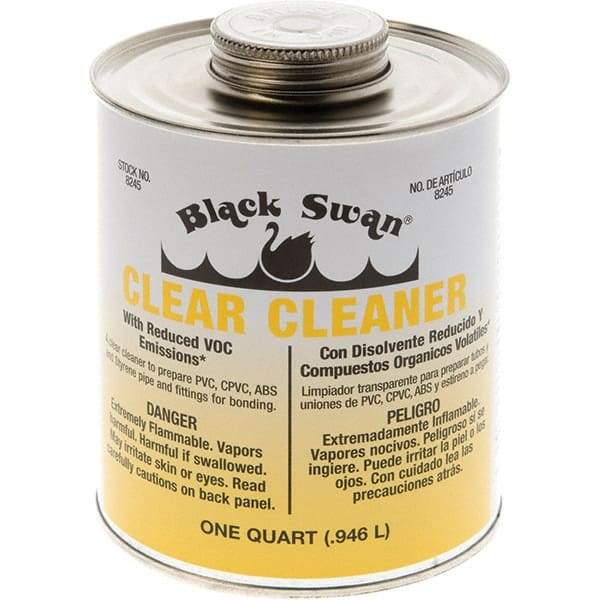 Black Swan - 1 Qt All-Purpose Cleaner - Clear, Use with ABS, PVC & CPVC up to 6" Diam - Industrial Tool & Supply