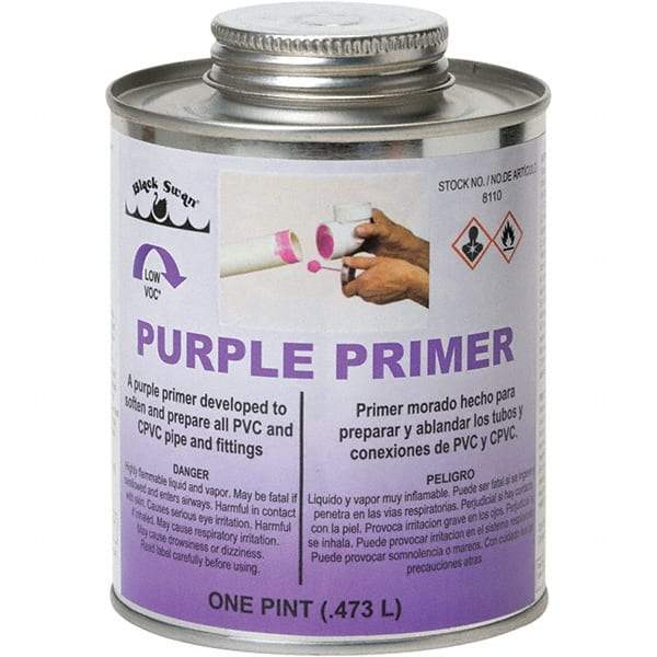 Black Swan - 1 Pt All Purpose Primer/Cleaner - Purple, Use with PVC & CPVC - Industrial Tool & Supply