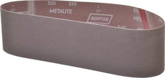 Norton - 4" Wide x 36" OAL, 320 Grit, Aluminum Oxide Abrasive Belt - Aluminum Oxide, Extra Fine, Coated, X Weighted Cloth Backing, Series R228 - Industrial Tool & Supply