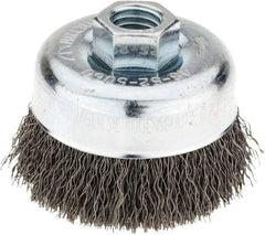 Milwaukee Tool - 3" Diam, 5/8-11 Threaded Arbor, Steel Fill Cup Brush - 0.014 Wire Diam, 7/8" Trim Length, 12,000 Max RPM - Industrial Tool & Supply