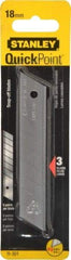 Stanley - 3 Piece Steel Utility Knife Blade - 2-1/8" OAL, 0.02" Blade Thickness - Industrial Tool & Supply