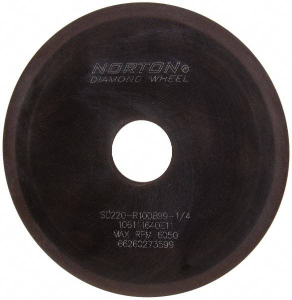 Norton - 6" Diam x 1-1/4" Hole x 1/16" Thick, 220 Grit Surface Grinding Wheel - Diamond, Type 1A1, Very Fine Grade, Resinoid Bond - Industrial Tool & Supply
