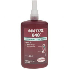 Loctite - 250 mL, Green, Medium Strength Liquid Retaining Compound - Series 640, 24 hr Full Cure Time - Industrial Tool & Supply