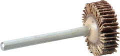 Merit Abrasives - 3/4" Diam x 3/16" Face Width, Fine Aluminum Oxide Coated Mounted Flap Wheel - 1/8" Shank Mount, 120 Grit, Cloth Backing, 35,000 Max RPM - Industrial Tool & Supply
