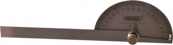General - 6 Inch Long Blade, 180° Max Measurement, 1° Dial Graduation, Round Head Protractor - Accuracy Up to 1°, 0 to 180 Dial Range - Industrial Tool & Supply