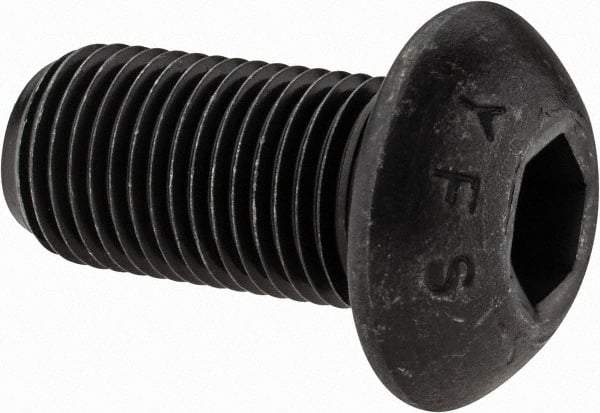 Value Collection - 1/2-20 UNF Hex Socket Drive, Button Screw - Alloy Steel, Black Oxide Finish, Fully Threaded, 1" Length Under Head - Industrial Tool & Supply