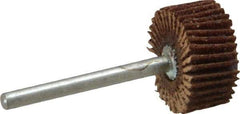 Merit Abrasives - 3/4" Diam x 3/8" Face Width, Medium Aluminum Oxide Coated Mounted Flap Wheel - 1/8" Shank Mount, 80 Grit, Cloth Backing, 35,000 Max RPM - Industrial Tool & Supply