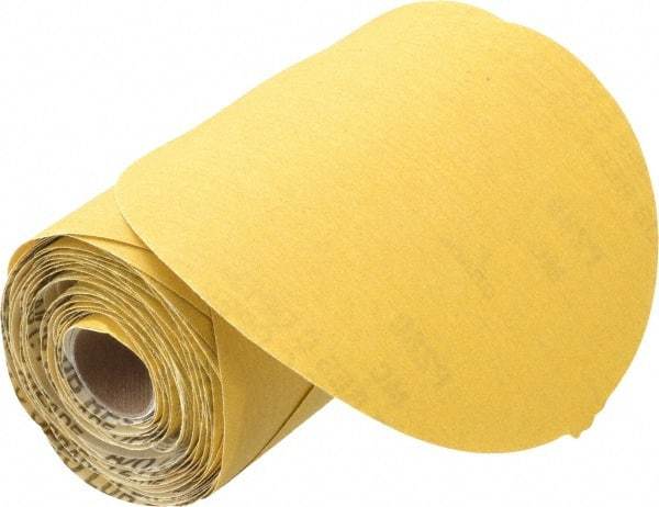 Norton - 6" Diam, 280 Grit Aluminum Oxide Adhesive PSA Disc - Very Fine Grade, Gold, C Weighted Backing, Flexible - Industrial Tool & Supply