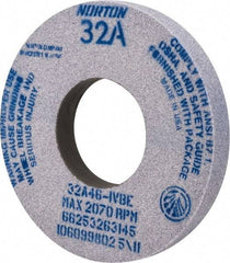 Norton - 12" Diam x 5" Hole x 1-1/2" Thick, I Hardness, 46 Grit Surface Grinding Wheel - Aluminum Oxide, Type 1, Coarse Grade, 2,070 Max RPM, Vitrified Bond, No Recess - Industrial Tool & Supply