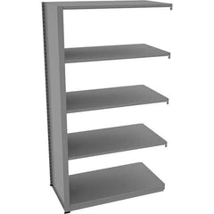 Tennsco - 5 Shelf Add-On Open Steel Shelving - 42" Wide x 76" High x 24" Deep, Medium Gray - Industrial Tool & Supply