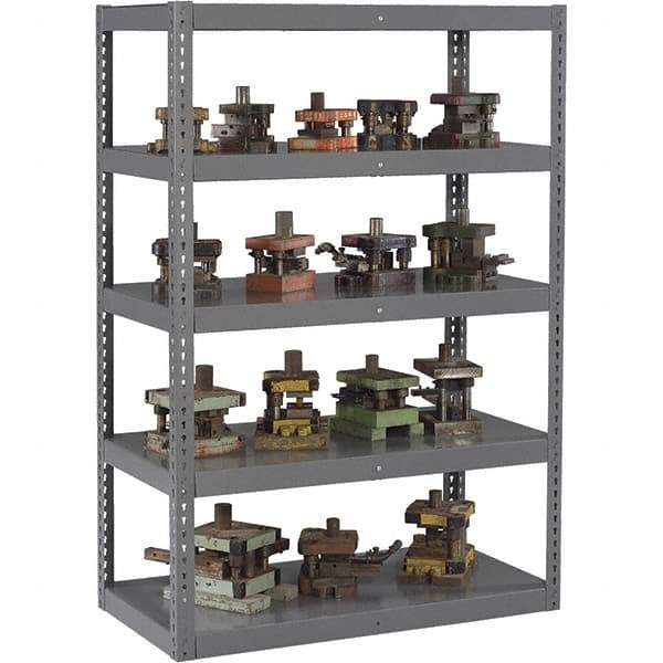 Tennsco - 5 Shelf Heavy-Duty Open Steel Shelving - 48" Wide x 72" High x 18" Deep, Medium Gray - Industrial Tool & Supply