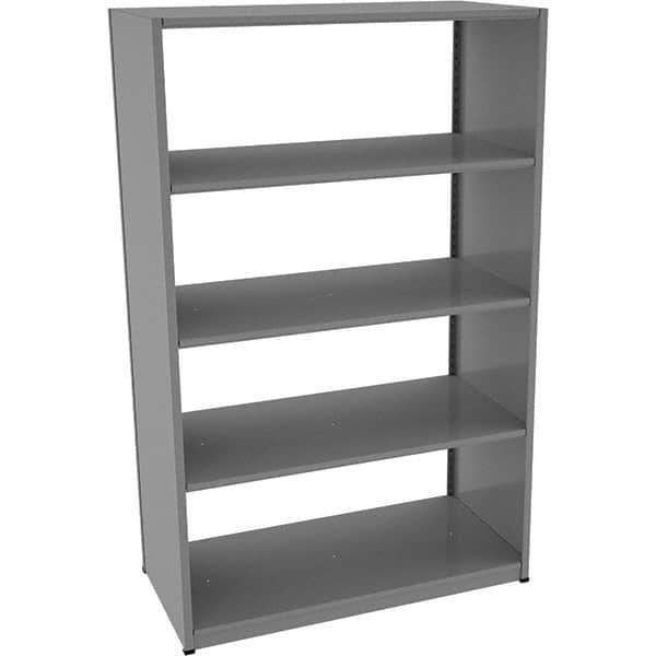 Tennsco - 5 Shelf Starter Open Steel Shelving - 48" Wide x 76" High x 24" Deep, Medium Gray - Industrial Tool & Supply
