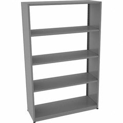 Tennsco - 5 Shelf Starter Open Steel Shelving - 48" Wide x 76" High x 18" Deep, Medium Gray - Industrial Tool & Supply