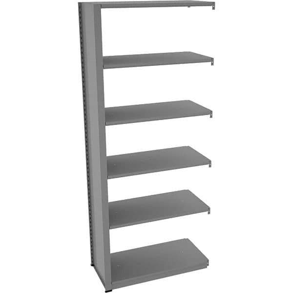 Tennsco - 6 Shelf Add-On Open Steel Shelving - 36" Wide x 88" High x 18" Deep, Medium Gray - Industrial Tool & Supply