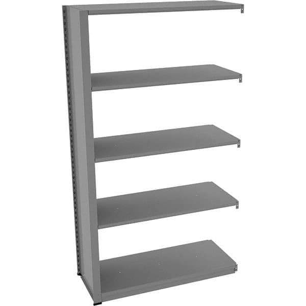 Tennsco - 5 Shelf Add-On Open Steel Shelving - 42" Wide x 76" High x 18" Deep, Medium Gray - Industrial Tool & Supply