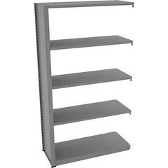Tennsco - 5 Shelf Add-On Open Steel Shelving - 42" Wide x 76" High x 18" Deep, Medium Gray - Industrial Tool & Supply