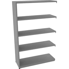 Tennsco - 5 Shelf Add-On Open Steel Shelving - 48" Wide x 76" High x 18" Deep, Medium Gray - Industrial Tool & Supply