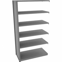 Tennsco - 6 Shelf Add-On Open Steel Shelving - 48" Wide x 88" High x 24" Deep, Medium Gray - Industrial Tool & Supply
