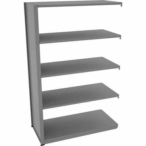 Tennsco - 5 Shelf Add-On Open Steel Shelving - 48" Wide x 76" High x 24" Deep, Medium Gray - Industrial Tool & Supply