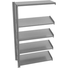 Tennsco - 5 Shelf Add-On Flat Slope Open Steel Shelving - 36" Wide x 84" High x 24" Deep, Medium Gray - Industrial Tool & Supply