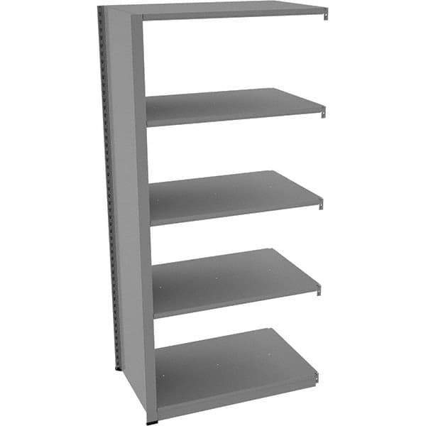Tennsco - 5 Shelf Add-On Open Steel Shelving - 36" Wide x 76" High x 24" Deep, Medium Gray - Industrial Tool & Supply