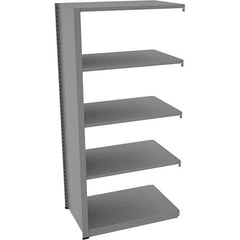 Tennsco - 5 Shelf Add-On Open Steel Shelving - 36" Wide x 76" High x 24" Deep, Medium Gray - Industrial Tool & Supply