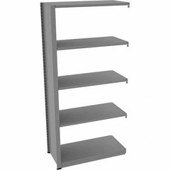 Tennsco - 5 Shelf Add-On Open Steel Shelving - 36" Wide x 76" High x 18" Deep, Medium Gray - Industrial Tool & Supply