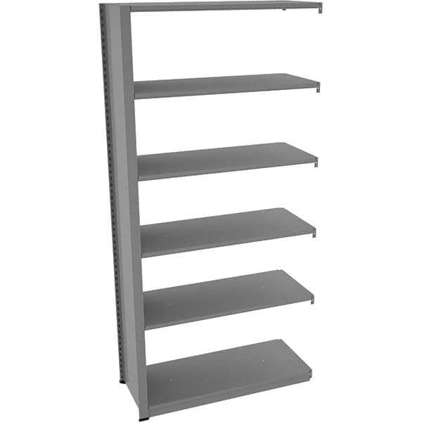 Tennsco - 6 Shelf Add-On Open Steel Shelving - 42" Wide x 88" High x 18" Deep, Medium Gray - Industrial Tool & Supply