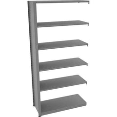 Tennsco - 6 Shelf Add-On Open Steel Shelving - 42" Wide x 88" High x 18" Deep, Medium Gray - Industrial Tool & Supply