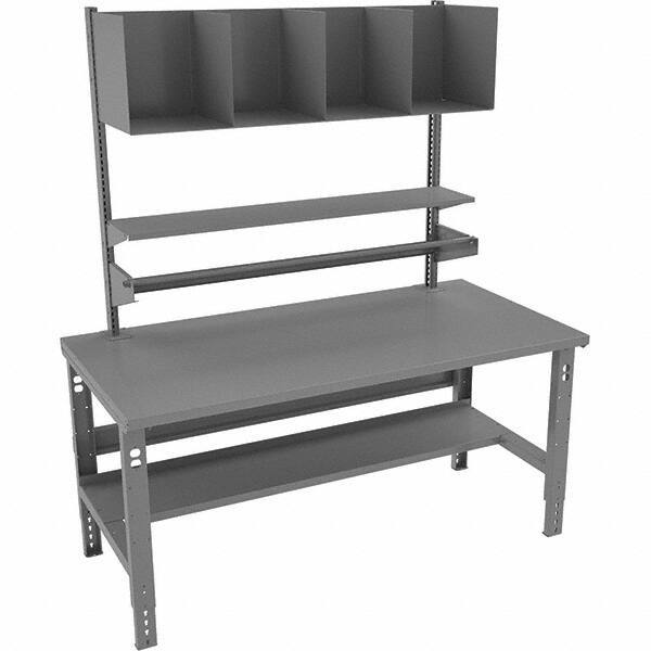 Tennsco - 72 Wide x 30" Deep x 83-7/16" High, Steel Workbench with Lower Shelf - Adjustable Legs, Medium Gray - Industrial Tool & Supply