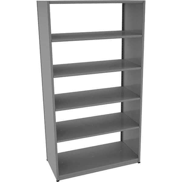 Tennsco - 6 Shelf Starter Open Steel Shelving - 48" Wide x 88" High x 24" Deep, Medium Gray - Industrial Tool & Supply