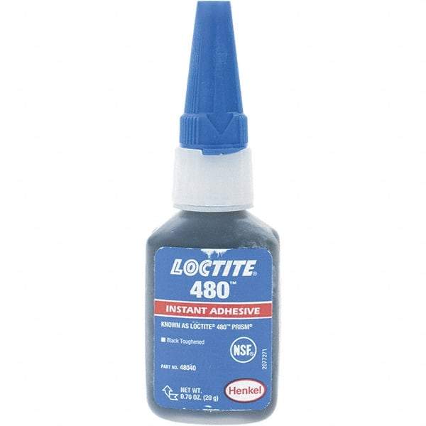 Loctite - 20gr Bottle Black Instant Adhesive - 480 PRISM 20G NON NSF LOCTIT PRISM INST ADH - Industrial Tool & Supply