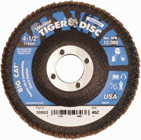 Weiler - Flap Disc - Phenolic Backing, Arbor Attaching System - Industrial Tool & Supply