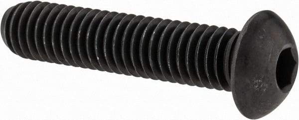 Value Collection - 3/8-16 UNC Hex Socket Drive, Button Screw - Alloy Steel, Black Oxide Finish, Fully Threaded, 1-3/4" Length Under Head - Industrial Tool & Supply